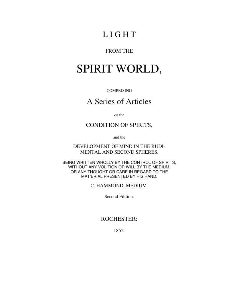 C Hammond - Light from the Spirit World cover