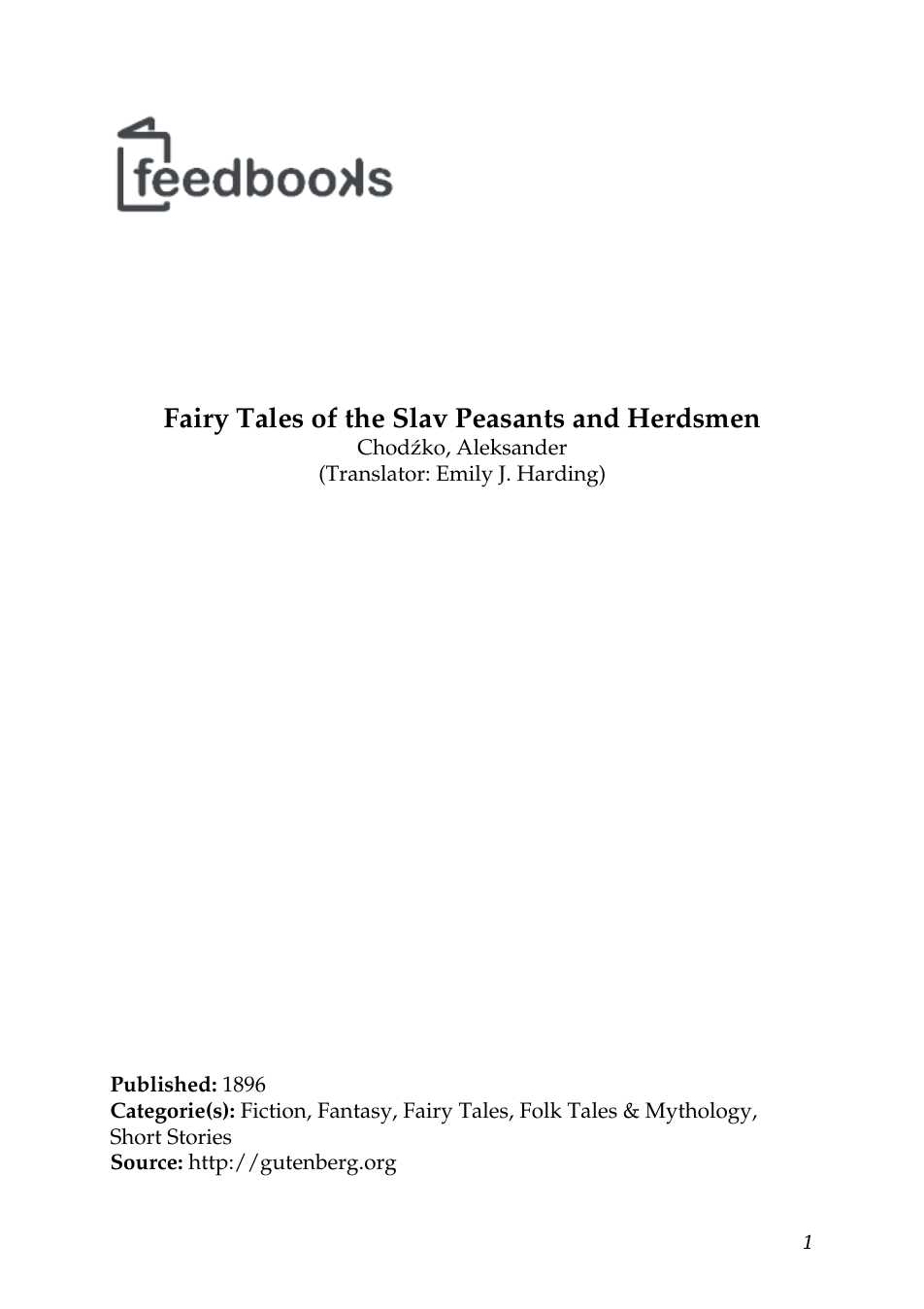 Aleksander Chodzko - Fairy Tales Of The Slav Peasants And Herdsmen cover