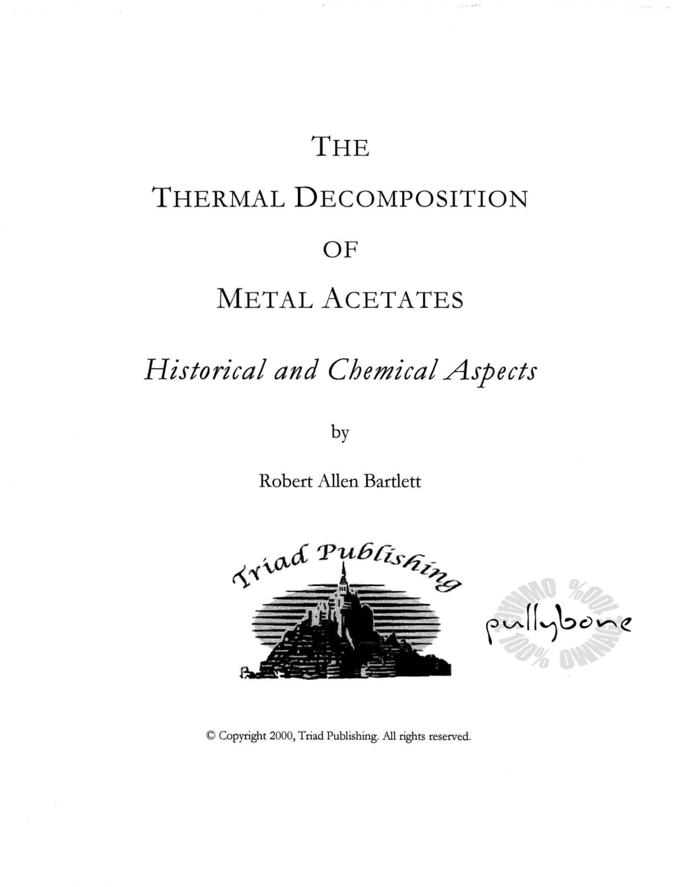Thermal Decomposition of Metal Acetates cover