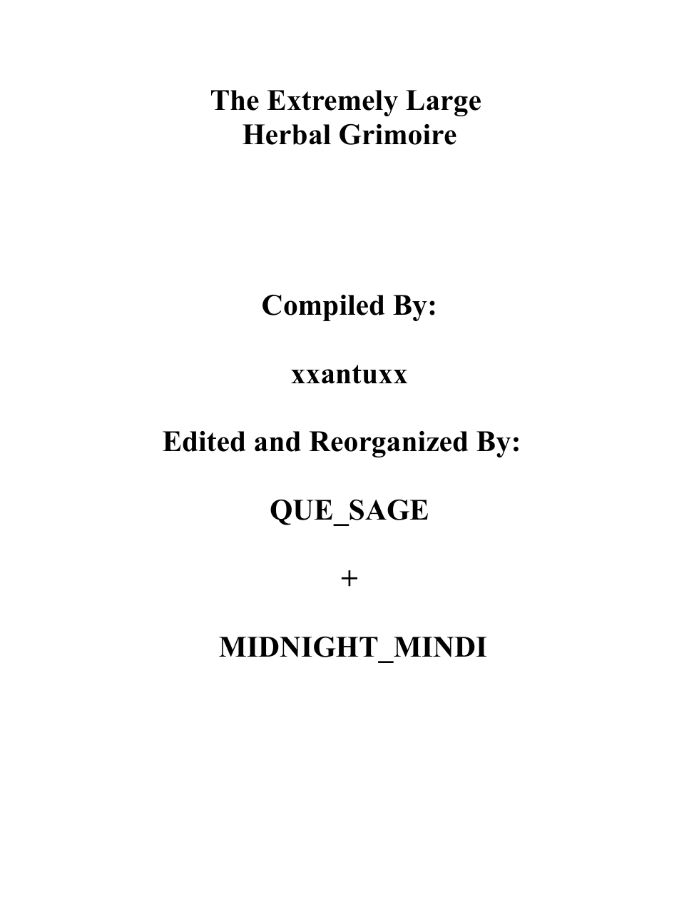 xxantuxx - The Extremely Large Herbal Grimoire cover