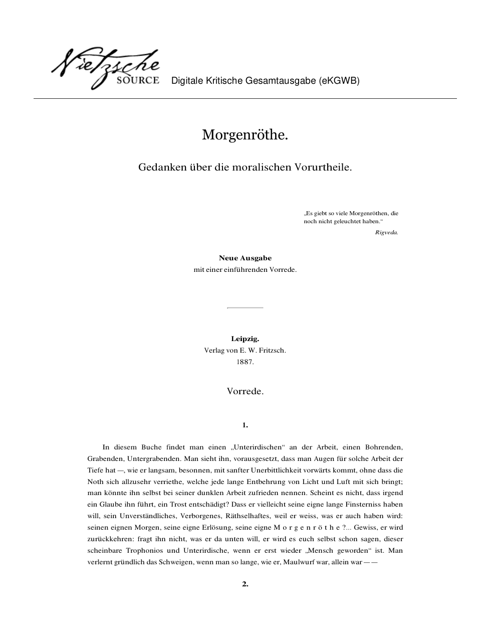 Morgenröthe cover