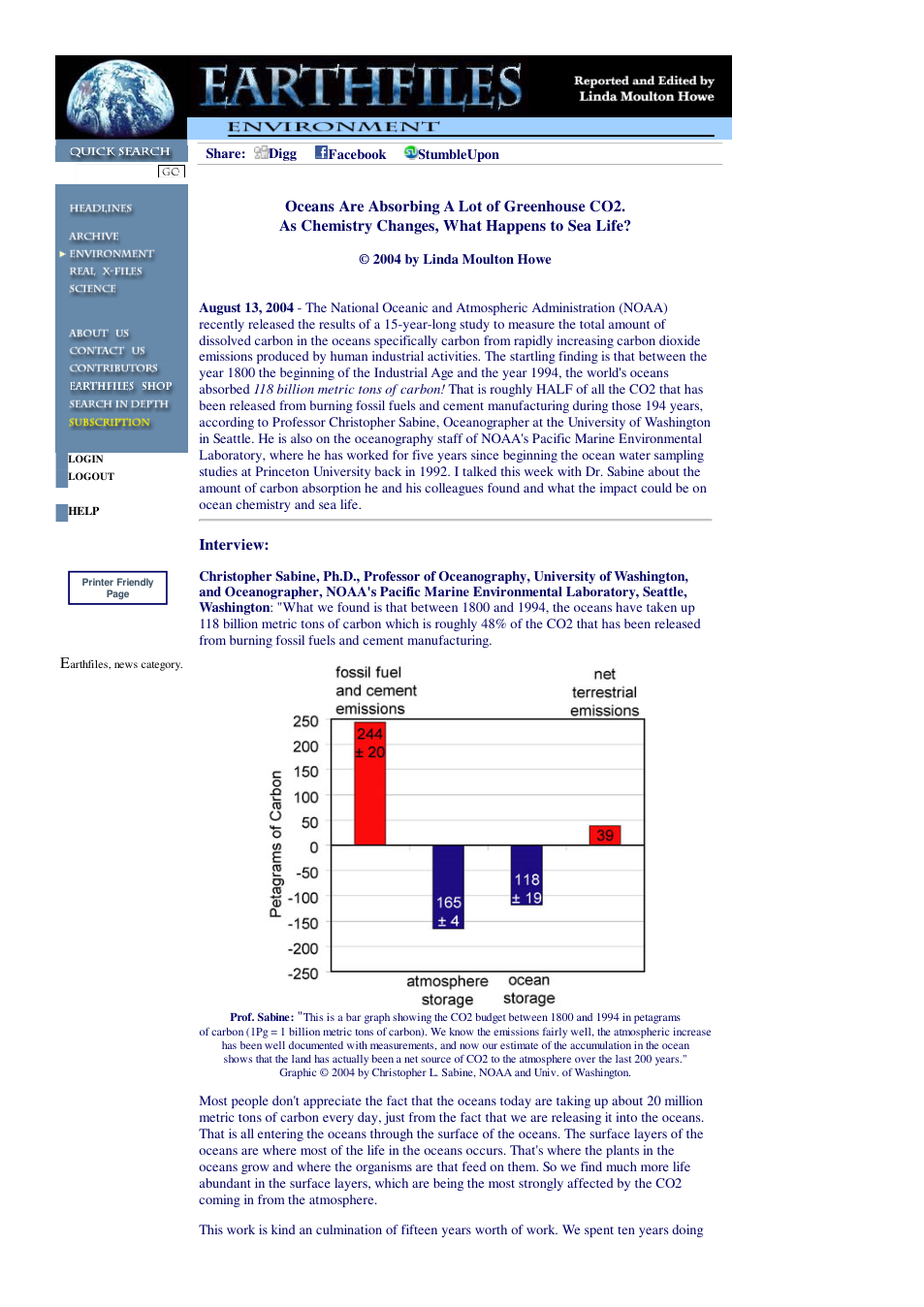 08 14 2004 Oceans Are Absorbing A Lot of Greenhouse CO2. As Chemistry Changes, What Happens to Sea Life cover