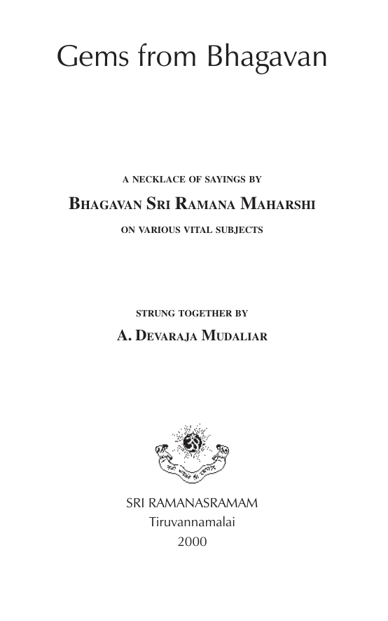 Ramana Maharshi - Gems From The Bhagavan cover