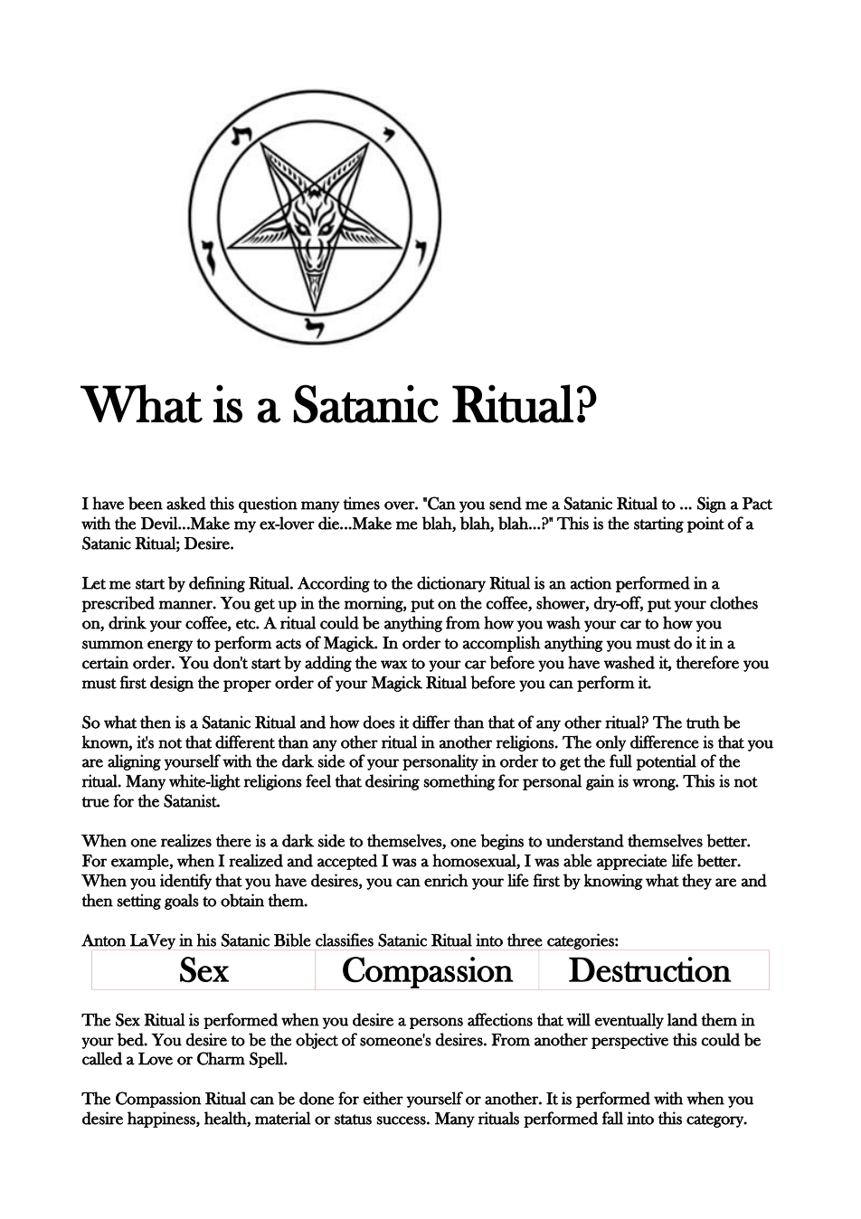 What is a Satanic Ritual cover