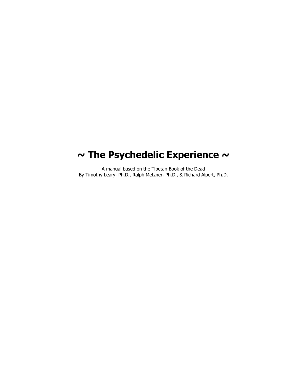 The Psychedelic Experience cover