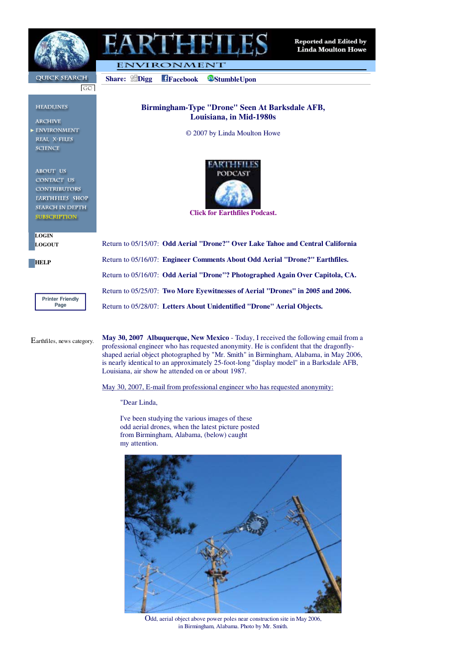 05 30 2007 Birmingham-Type Drone Seen At Barksdale AFB, Louisiana, in Mid-1980s cover