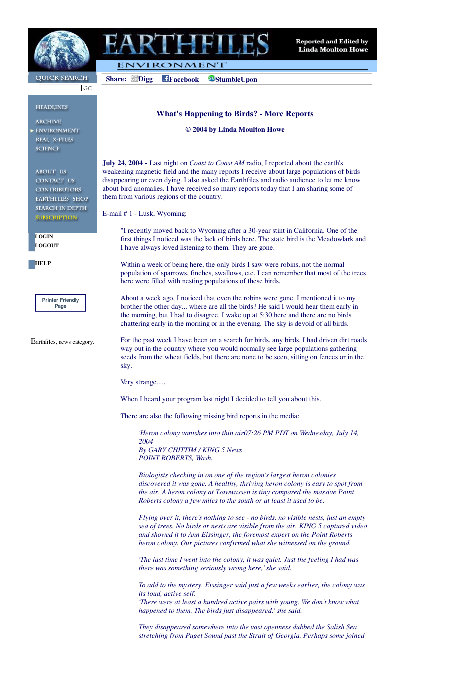 07 24 2004 What's Happening to Birds - More Reports cover