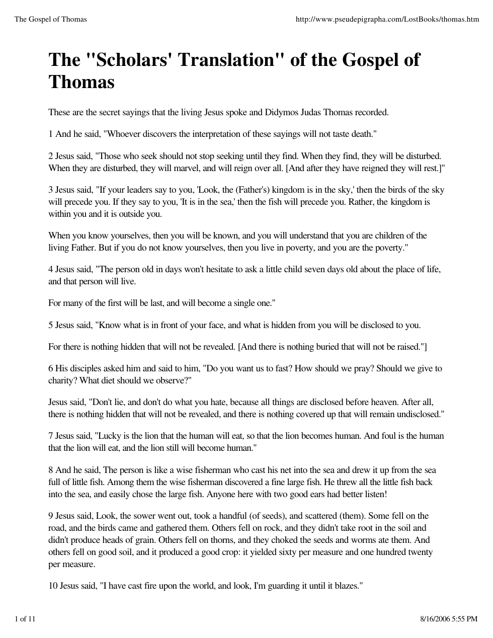 Gospel of Thomas cover
