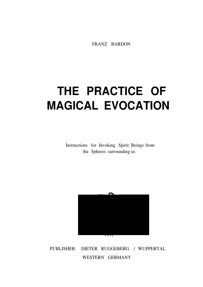 Franz Bardon - The Practice of Magical Evocation cover