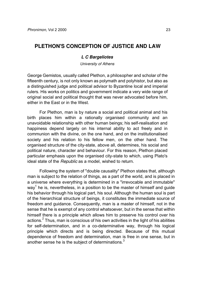 Plethon's Conception of Justice and Law cover