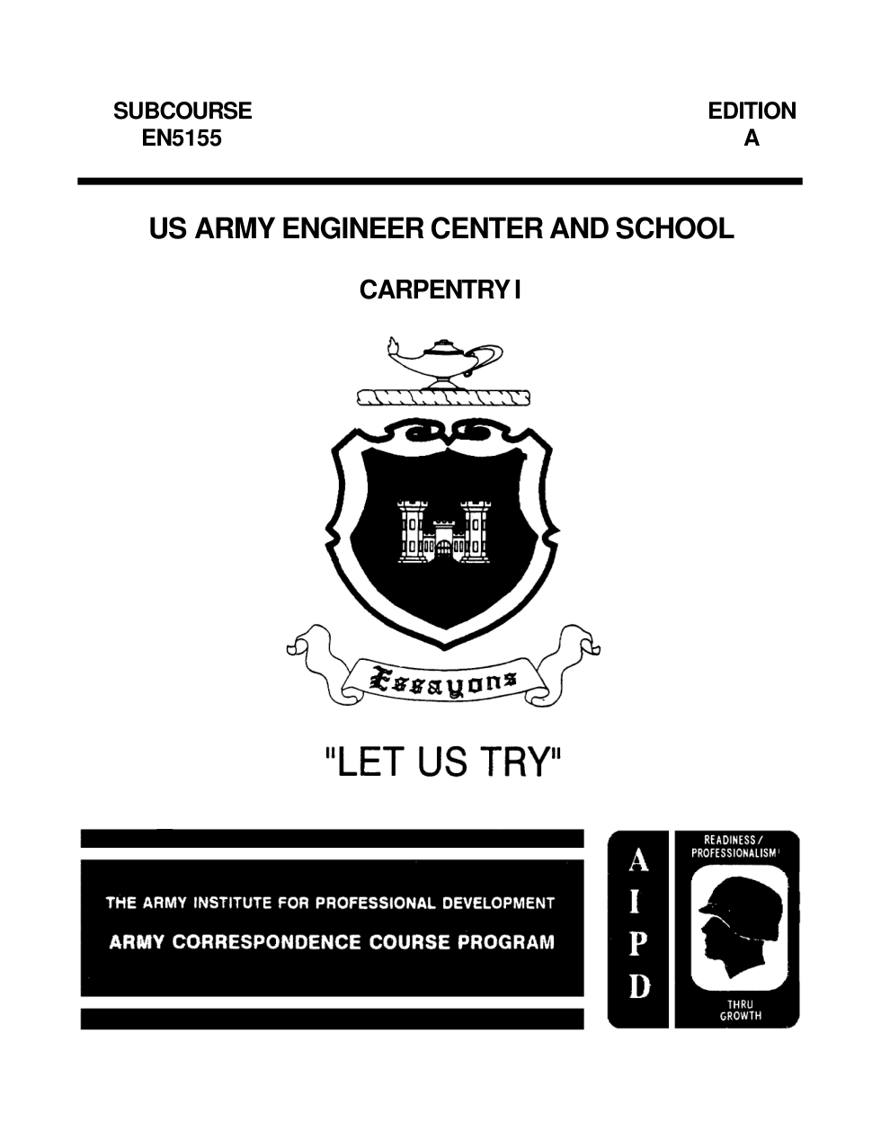 ARMY Engineer - Carpentry I 1995 117 pages cover