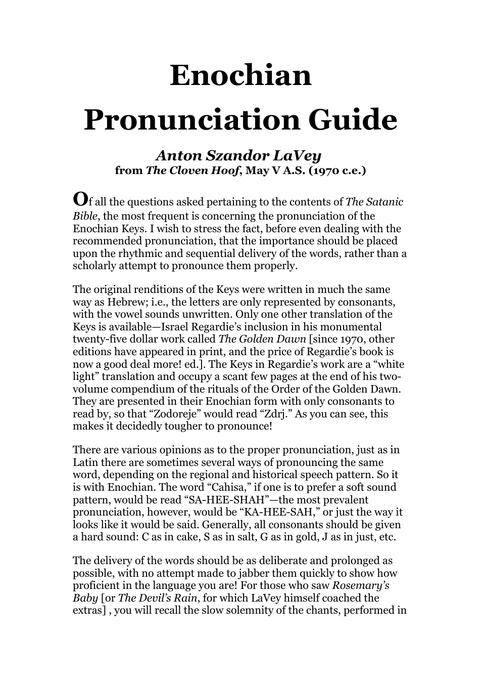 Enochian Pronunciation Guide cover