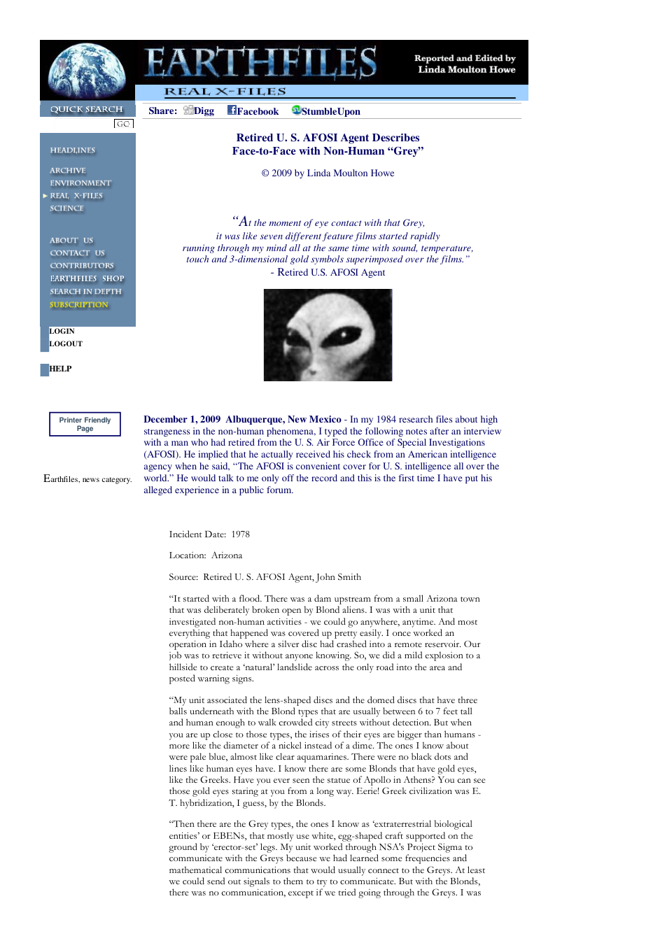 12 01 2009 Retired U. S. AFOSI Agent Describes Face-to-Face with Non-Human Grey cover