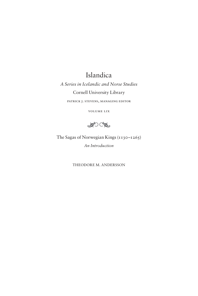 59. Theodore M. Andersson - The Sagas of Norwegian Kings (1130–1265) An Introduction (Islandica, Book 59) cover