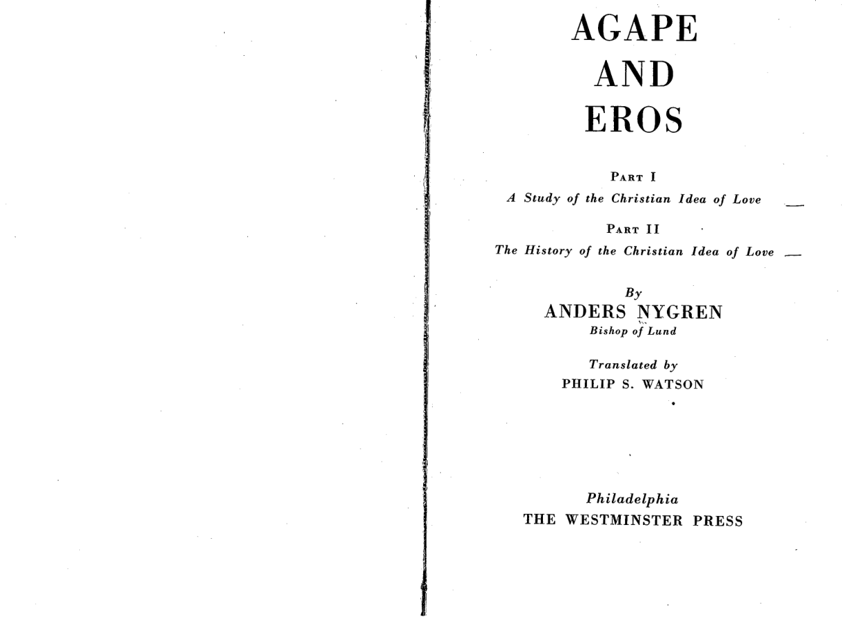 Anders Nygren - Agape and Eros cover