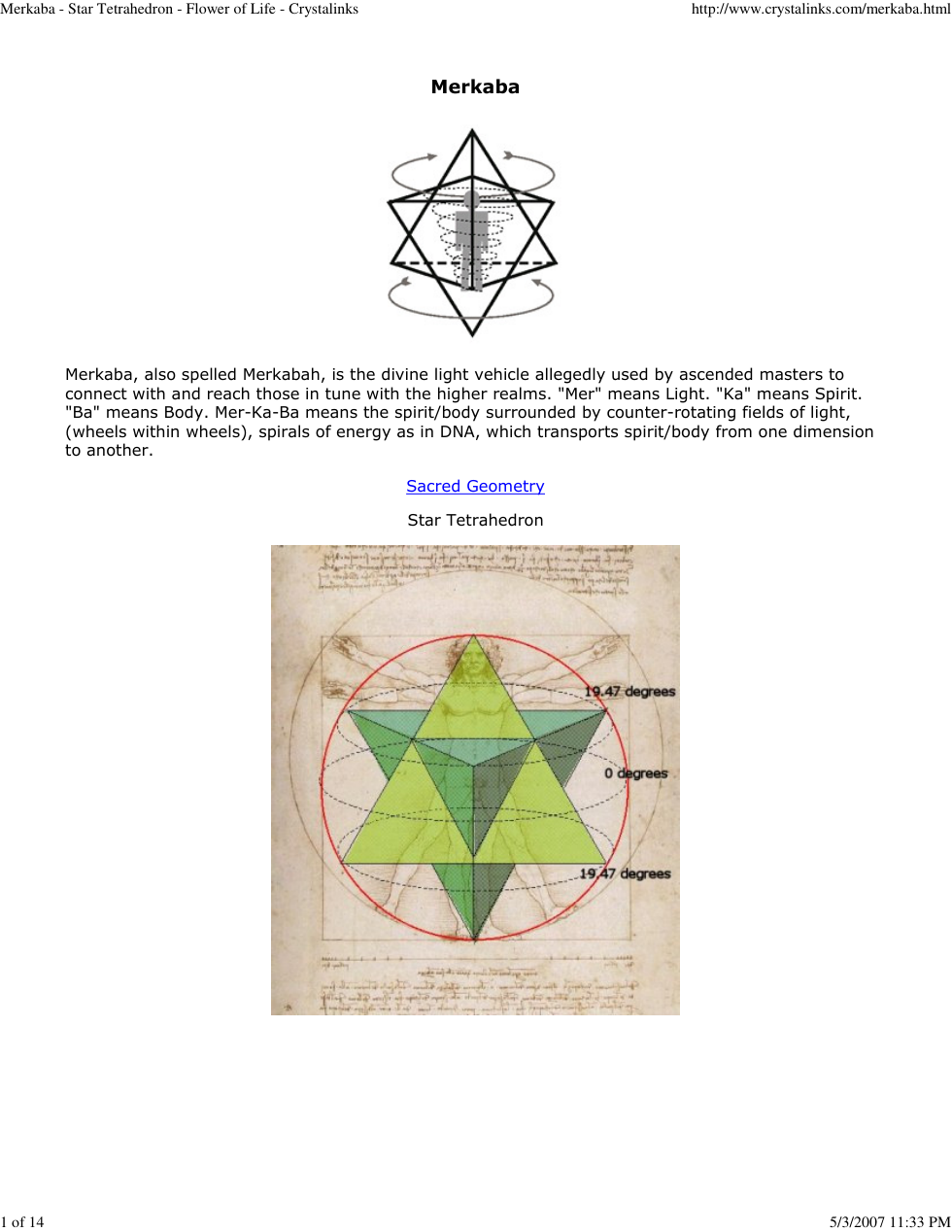 Merkaba - Star Tetrahedron - Flower of Life - Crystalinks cover