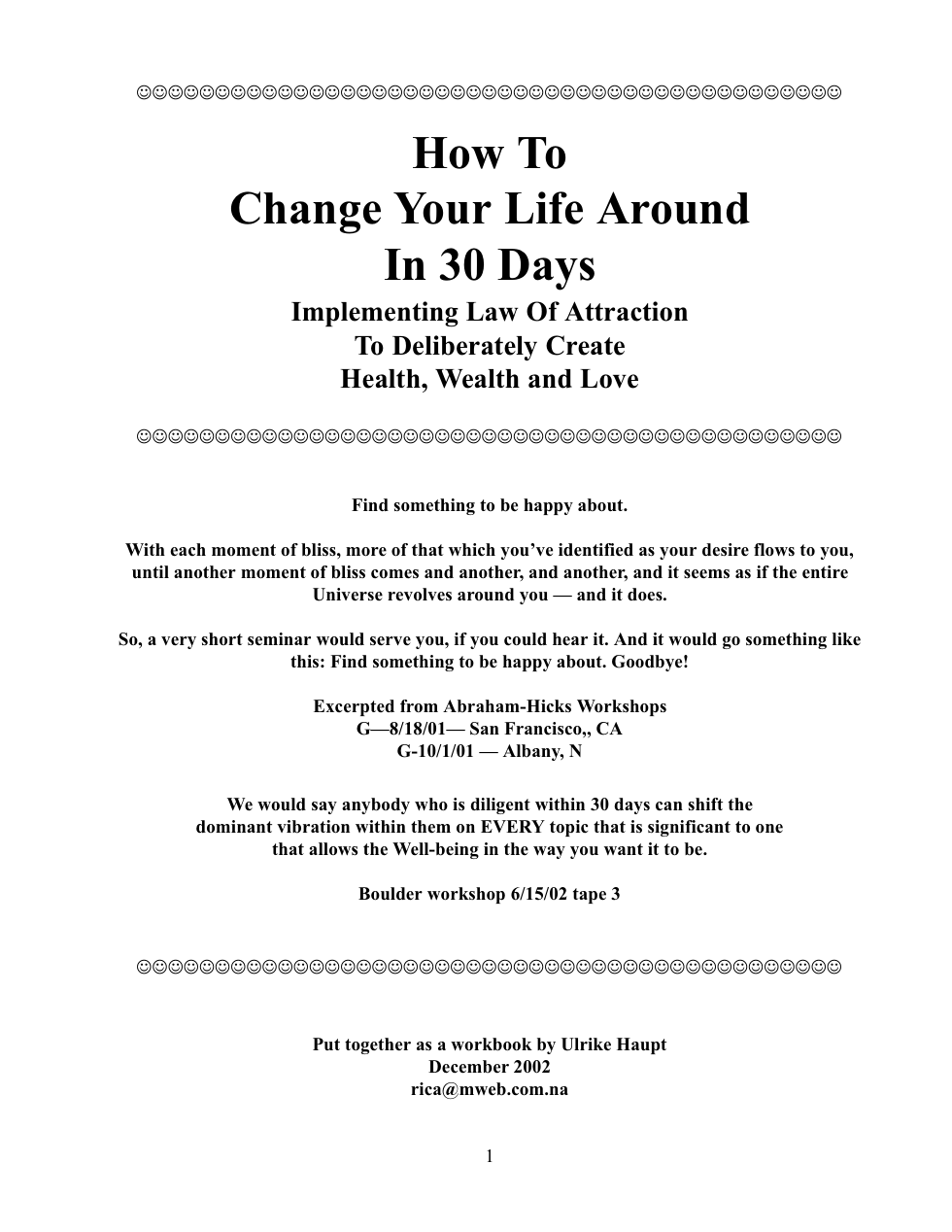Abraham-Hicks Workshop cover