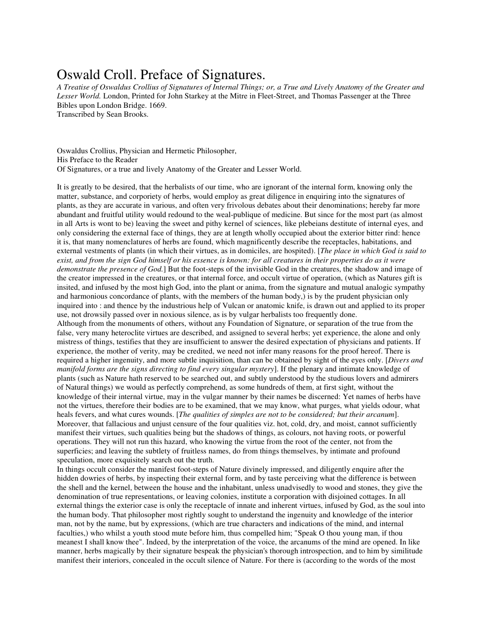 Oswald Croll Preface of Signatures cover