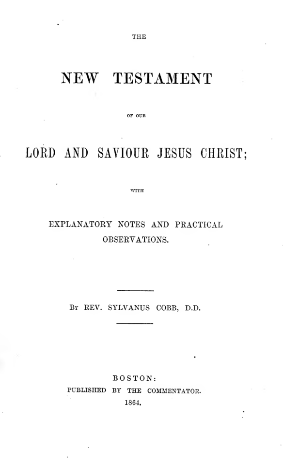 Sylvanus Cobb New Testament cover