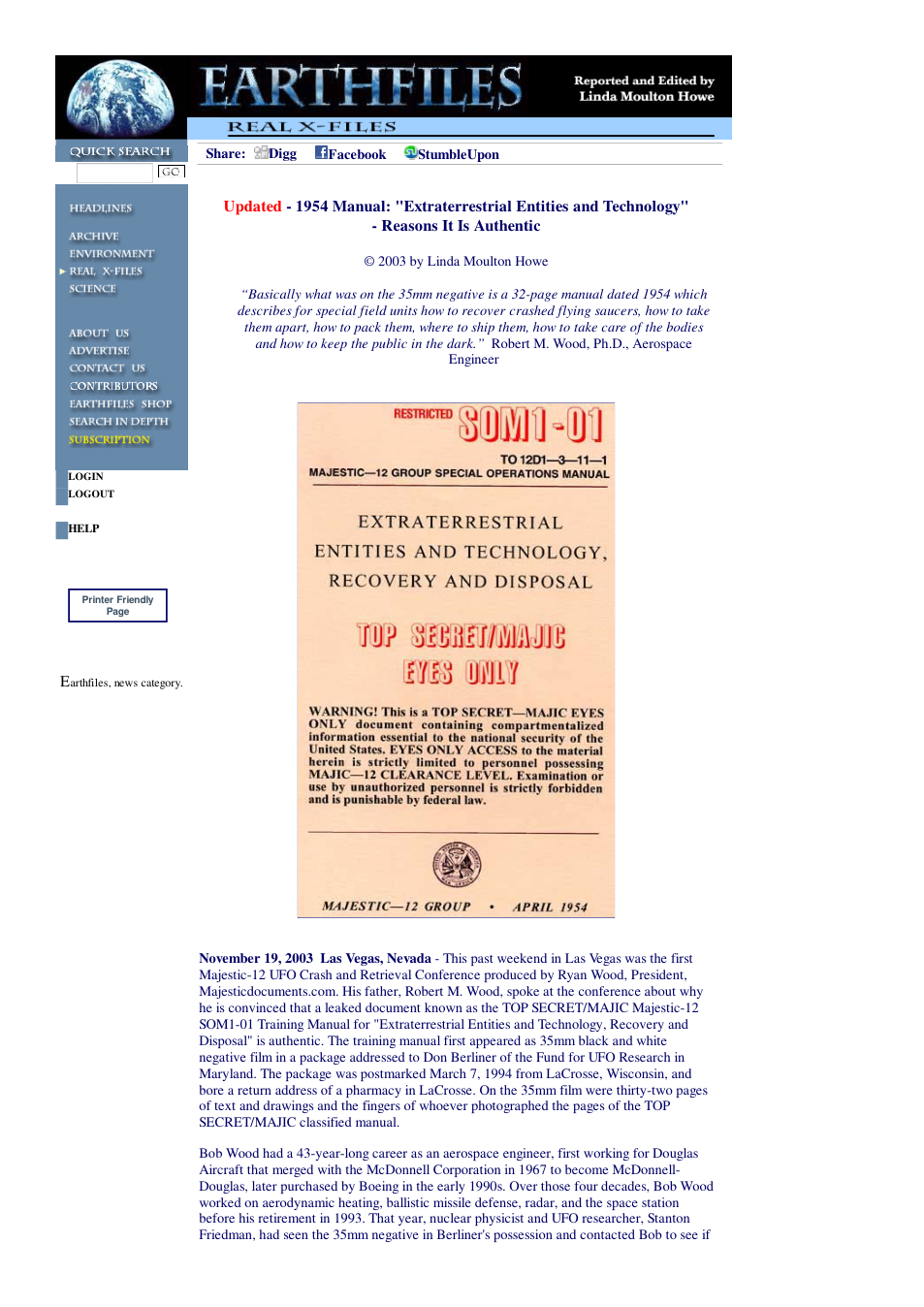 11 19 2003 Updated - 1954 Manual Extraterrestrial Entities and Technology - Reasons It Is Authentic cover