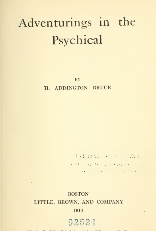 Adventurings In The Psychical - H Addington Bruce cover