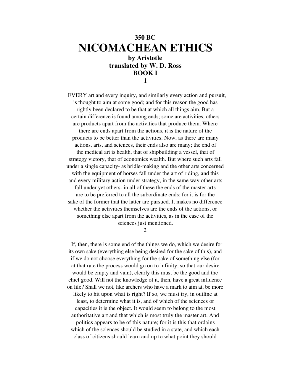 Aristotle - Nicomachean Ethics cover