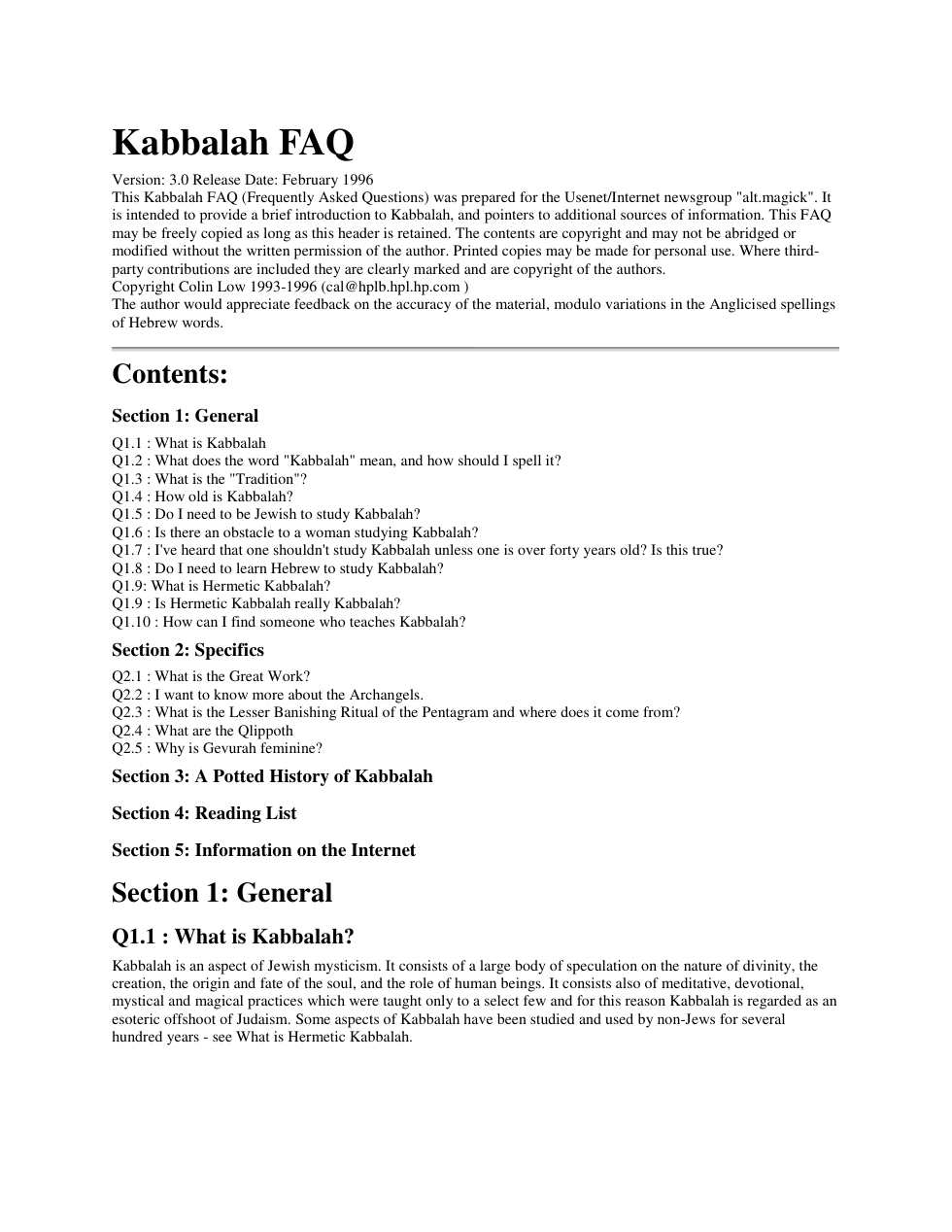 Kabbalah FAQ cover