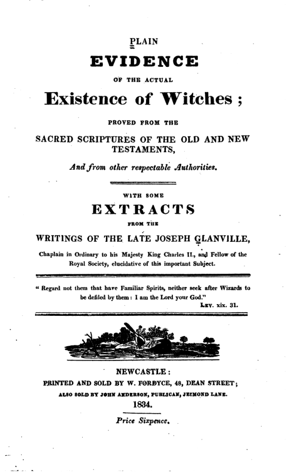 Plain Evidence of the Existence of Witches - J Glanville cover