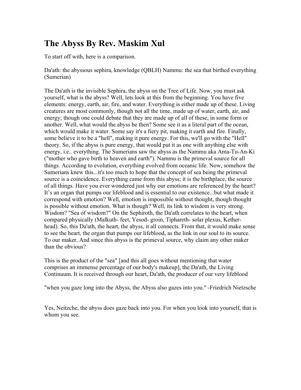 The Abyss By Rev. Maskim Xul cover