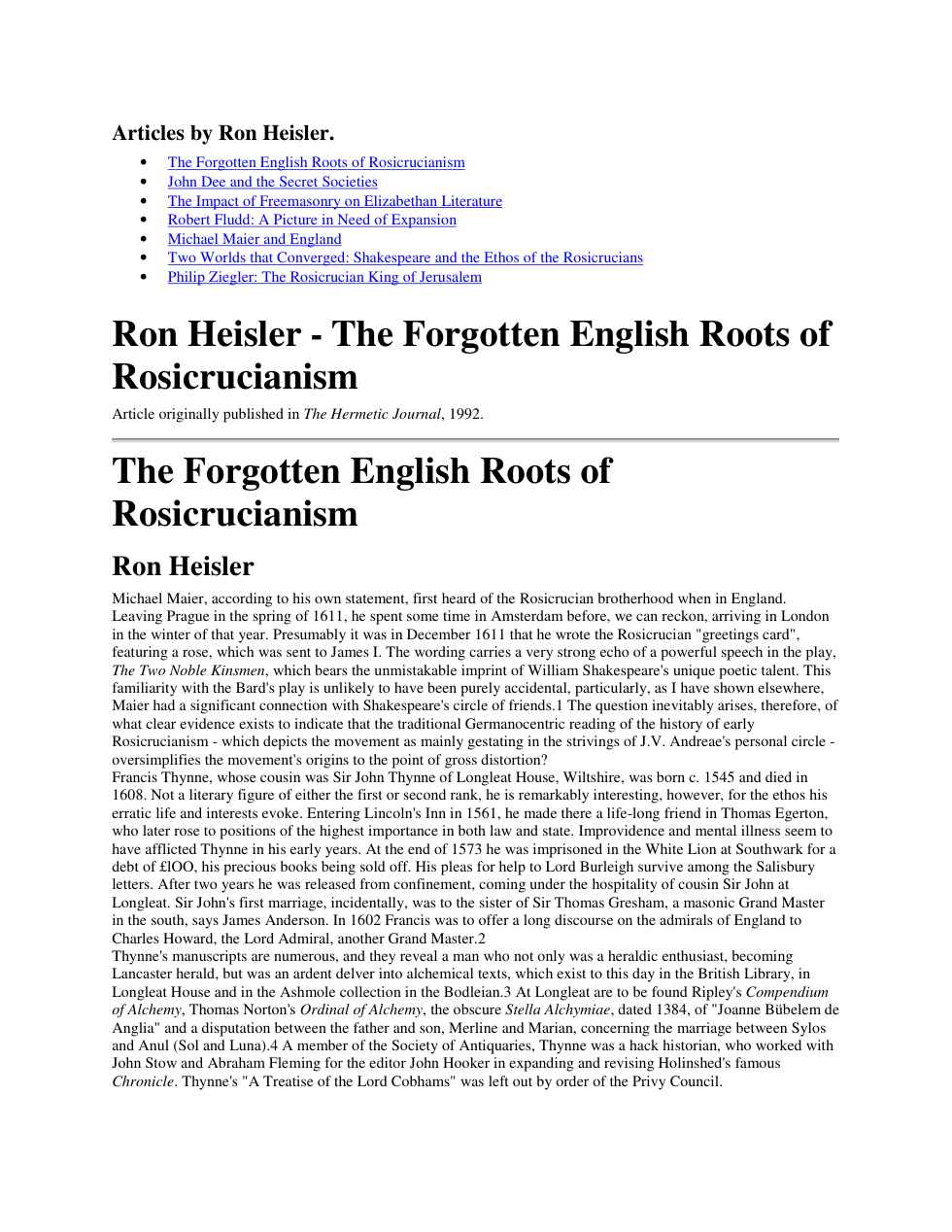 Writings of Ron Heisler cover