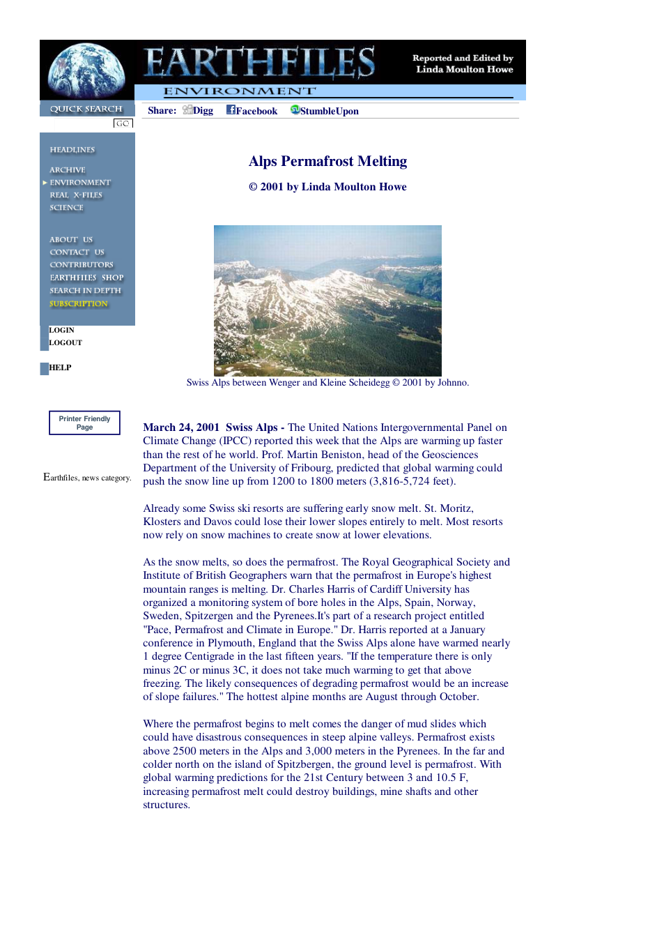 03 24 2001 Alps Permafrost Melting cover