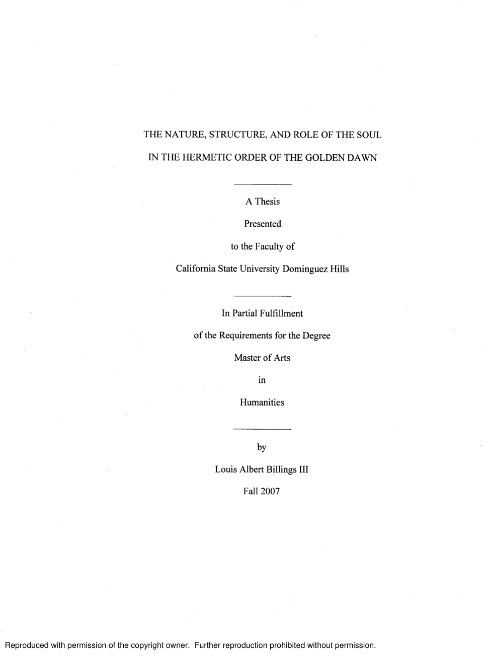 Billings, Louis - The Nature, Structure & Role of the Soul in the Hermetic Order of the Golden Dawn cover