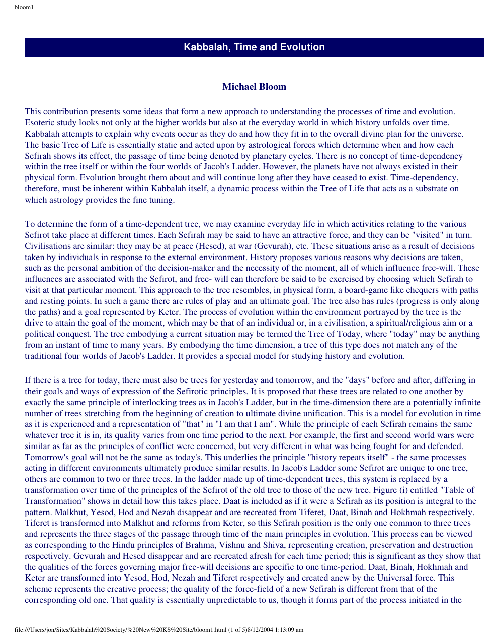 Kabbalah Time and Evolution cover