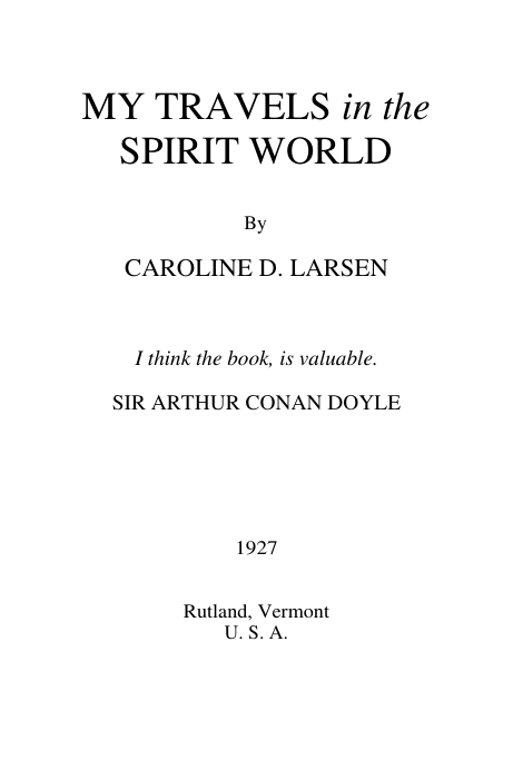 My Travels In The Spirit World - C D Larsen cover