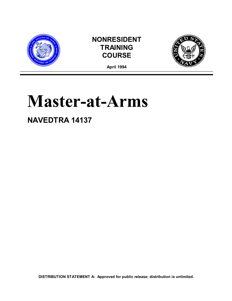 NAVY Master at Arms course 1994 716 pages cover