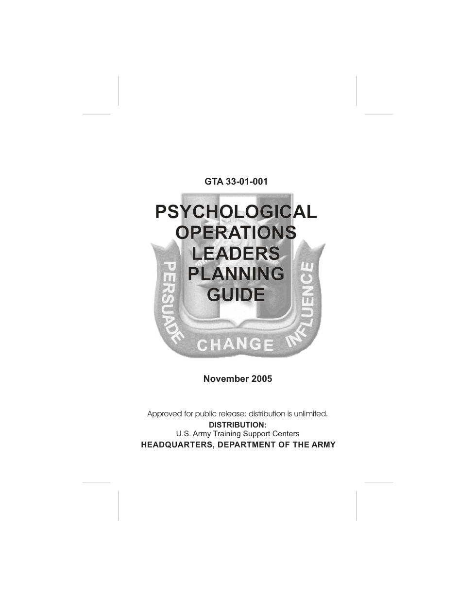 ARMY PSYOPS Psychological Ops Leaders Plan Guide 2005 80pgs cover