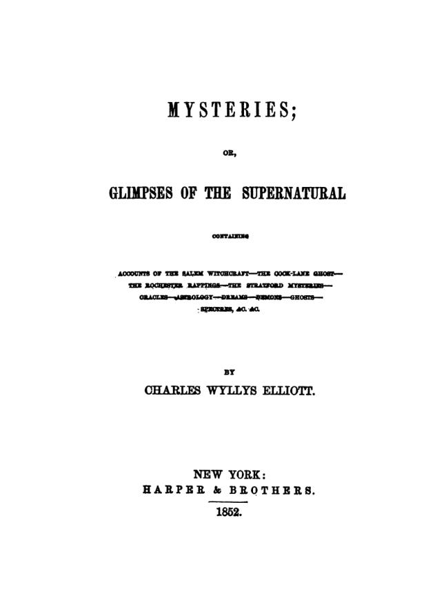 Mysteries Or Glimpses of the Supernatural - C Elliot cover