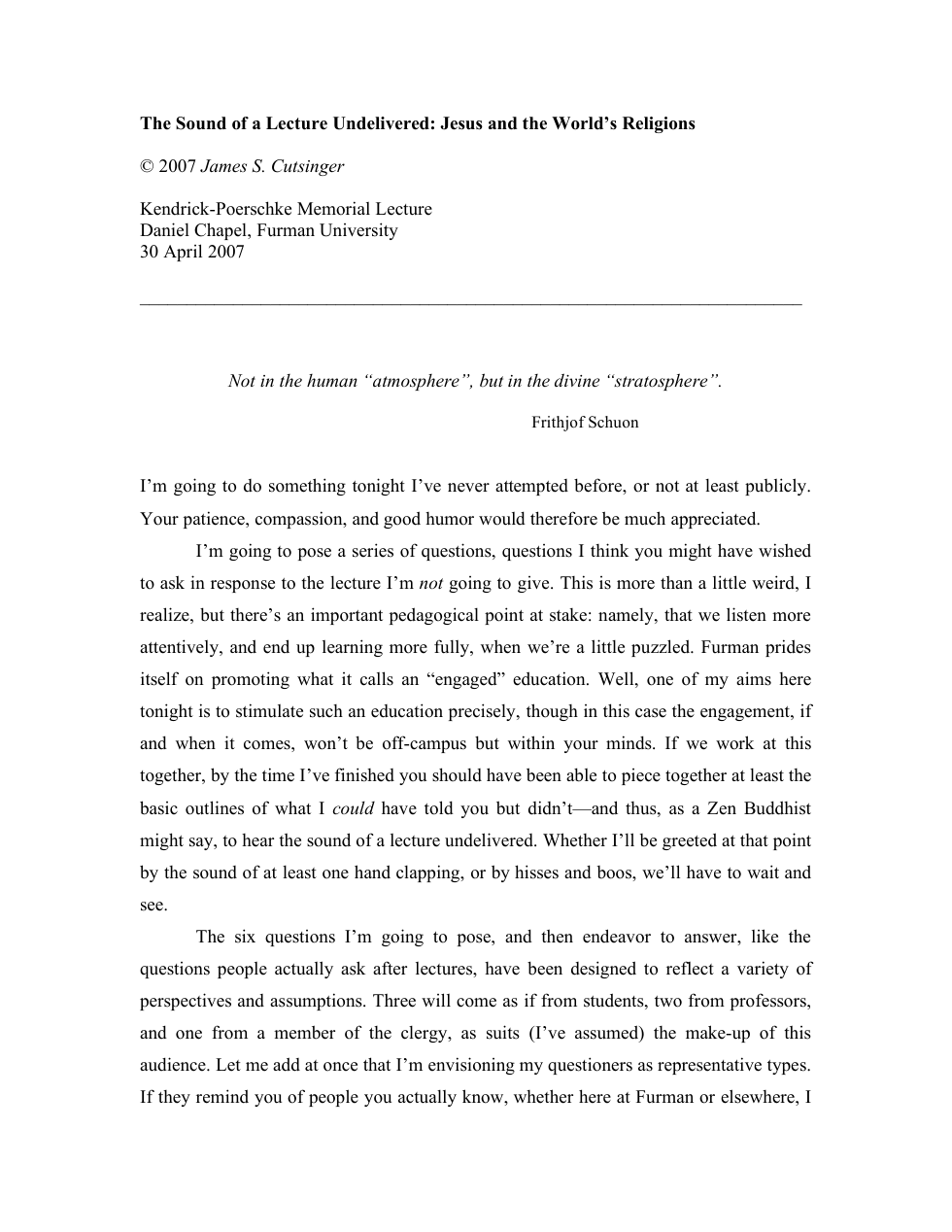 sound of a lecture undelivered cover