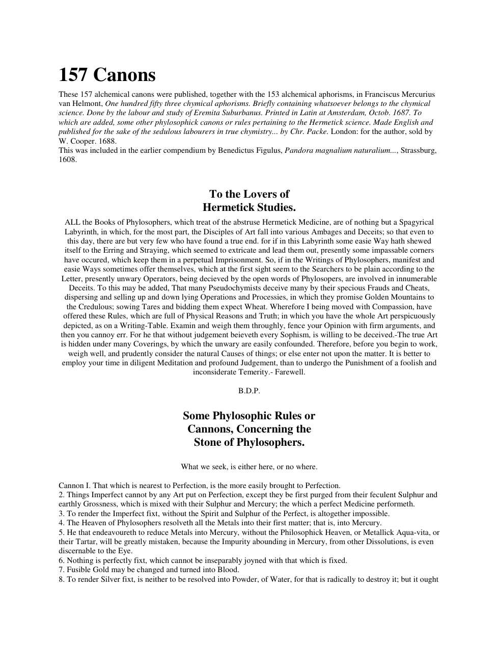 157 Phylosophick Canons cover