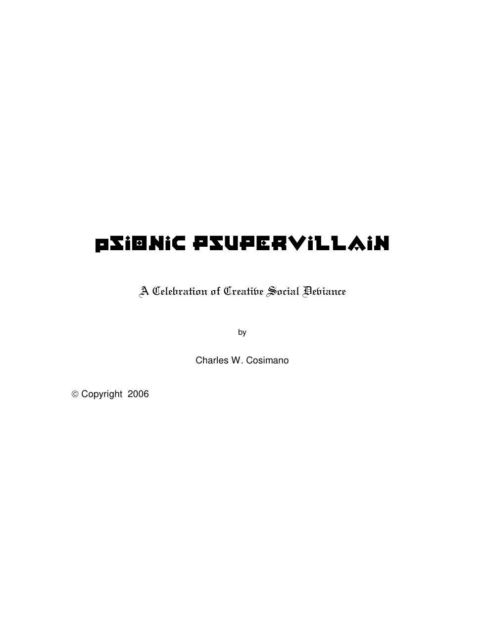 Psionic Psupervillain cover