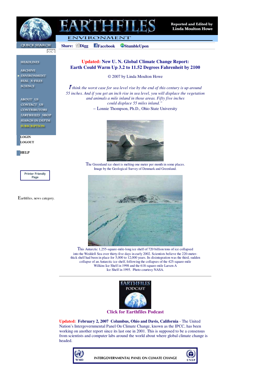 02 02 2007 Updated New U. N. Global Climate Change Report Earth Could Warm Up 3.2 to 11.52 Degrees Fahrenheit by 2100 cover