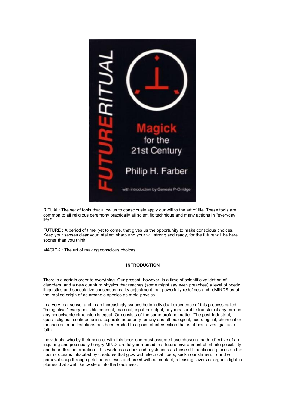 Philip H Farber - Future-Ritual cover