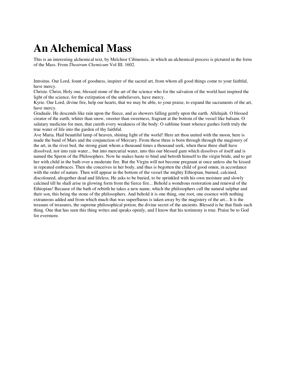 An Alchemical Mass cover