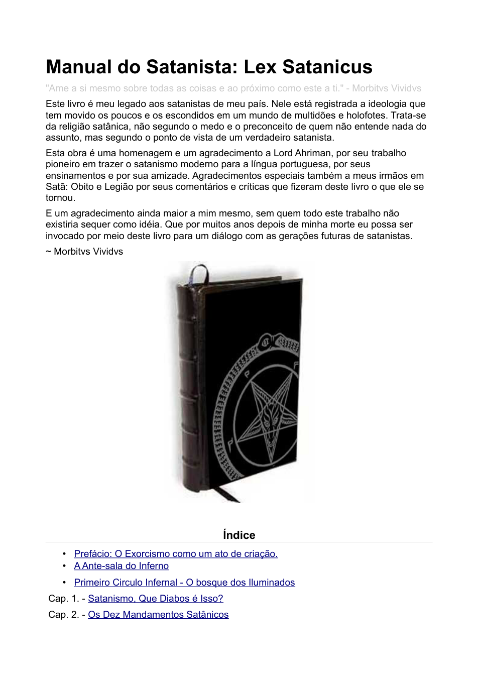 Manual do Satanista - Lex Satanicus cover