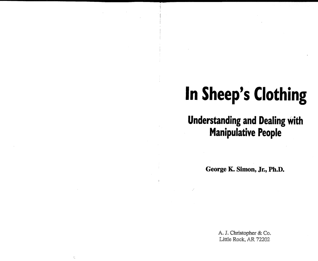 Simon, George K. - In Sheep's Clothing, Understanding and Dealing with Manipulative People (1996) (no OCR) cover