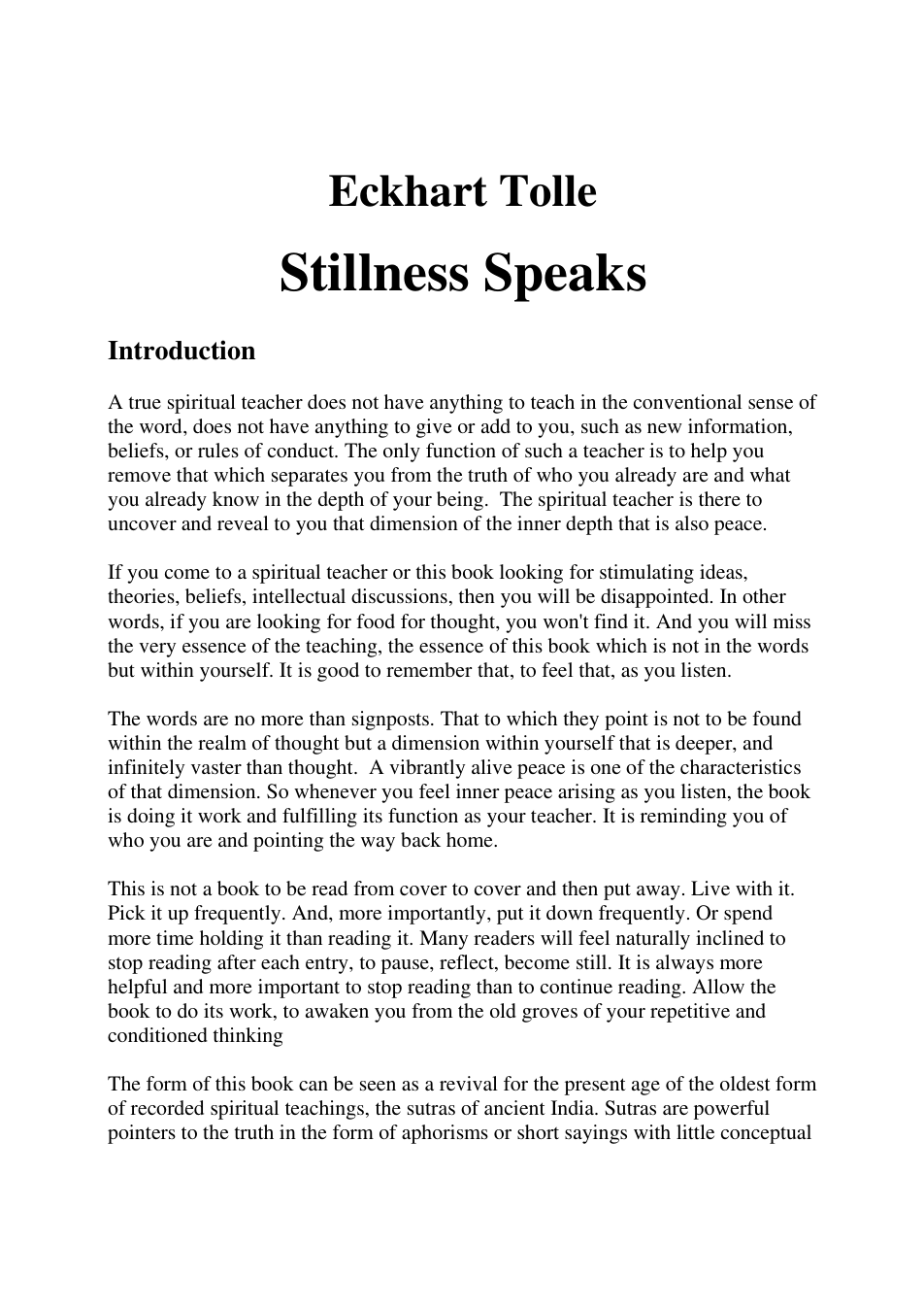 Eckhart Tolle - Stillness Speaks cover