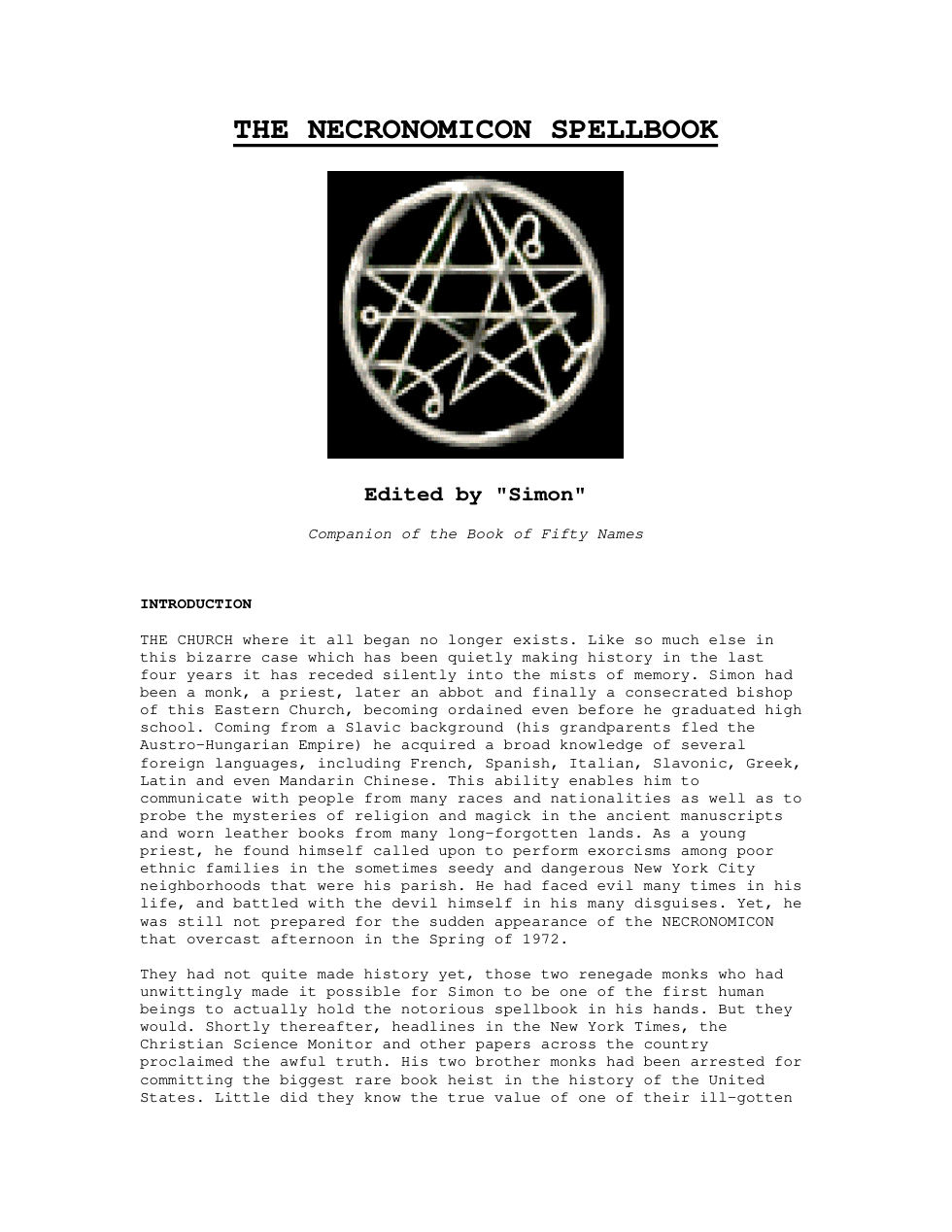 Simon - The Necronomicon Spellbook cover