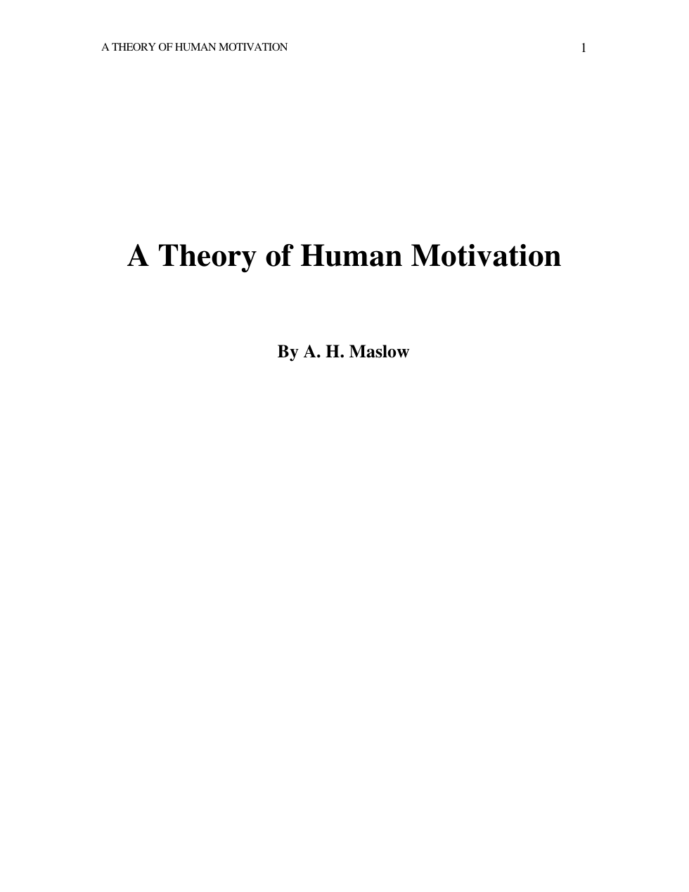Maslow, A.H. - A Theory of Human Motivation cover