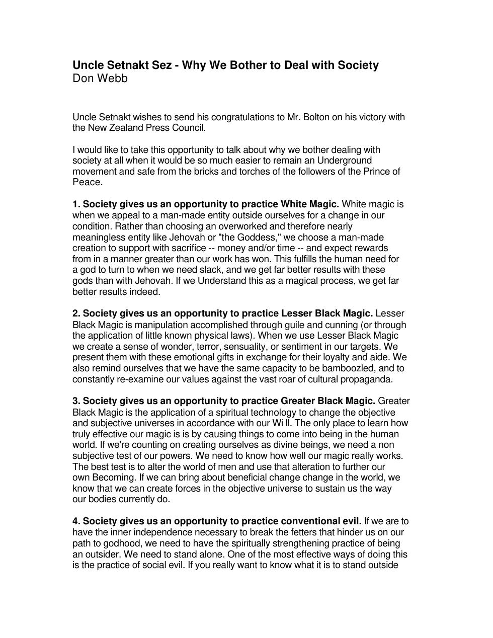 Uncle Setnakt Sez - Why We Bother to Deal with Society cover