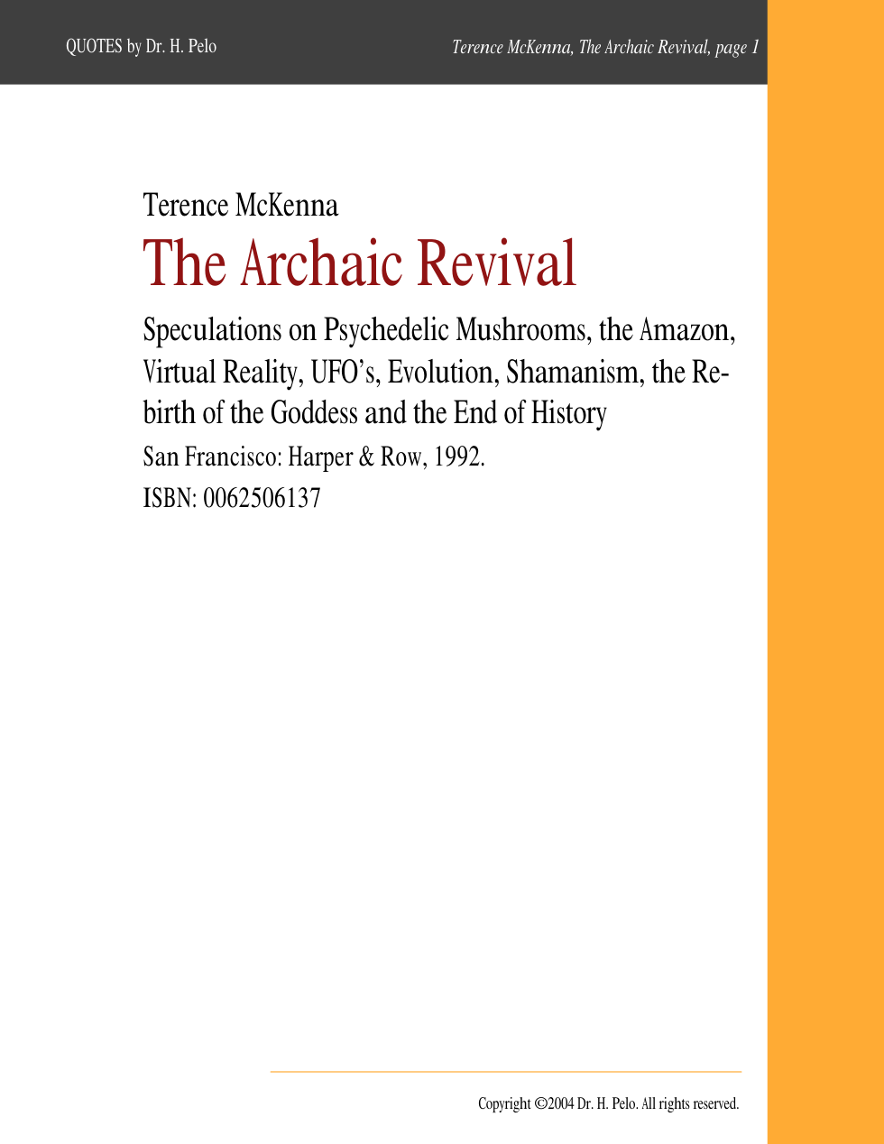 Terence McKenna - Archaic Revival cover